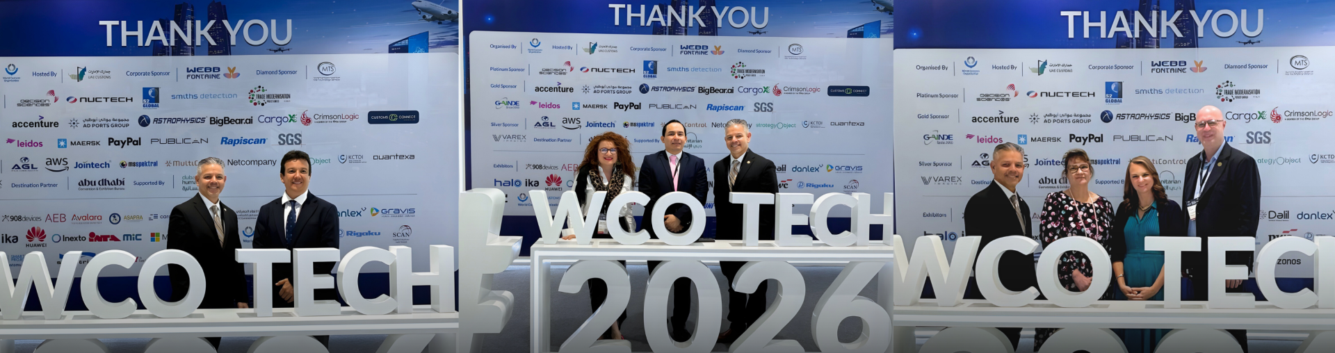 Primera foto: Erik Moncayo con Walter López, Presidente de la Junta Directiva de BASC Antioquia. Segunda foto: Claudia Gamero, Gerente General de Operaciones de Aduana y Courier en Grupo Logístico de Carga; Benjamín Mayorga, Director General de Aduanas de El Salvador; y Erik Moncayo. Tercera foto: Erik Moncayo, Susan Thomas, Comisionada Ejecutiva Adjunta (EAC) de CBP; Kristie McKinney, Especialista en Relaciones Internacionales de CBP; y Shane Campbell, Director Ejecutivo de Seguridad de Carga y Medios de Transporte en CBP.